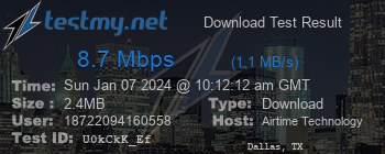 Speed Test Result