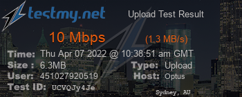 Speed Test Result