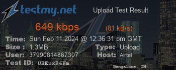 Speed Test Result
