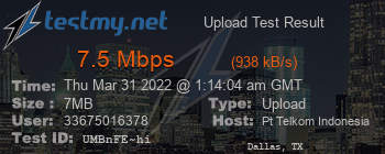 Speed Test Result