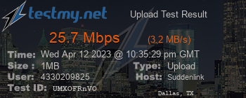 Speed Test Result