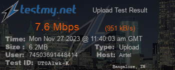 Speed Test Result