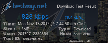 Speed Test Result