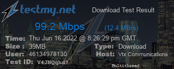 Speed Test Result