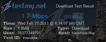 Speed Test Result