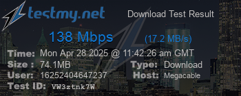 Speed Test Result