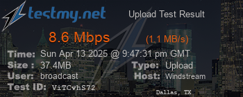 Speed Test Result