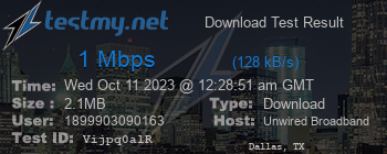 Speed Test Result