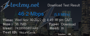 Speed Test Result