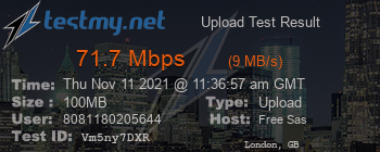 Speed Test Result