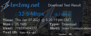 Speed Test Result