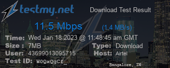 Speed Test Result