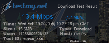 Speed Test Result