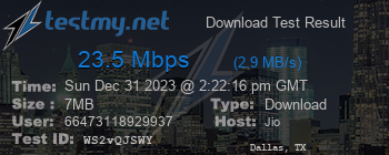 Speed Test Result