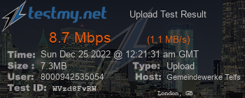 Speed Test Result