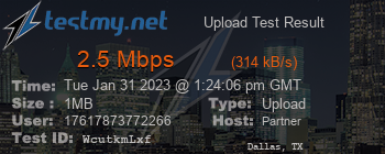 Speed Test Result