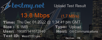 Speed Test Result