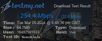 Speed Test Result