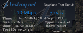 Speed Test Result