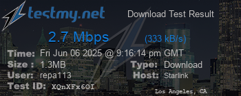 Speed Test Result