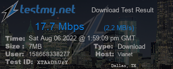 Speed Test Result