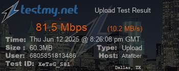 Speed Test Result