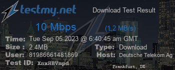 Speed Test Result