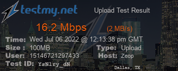 Speed Test Result