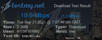 Speed Test Result