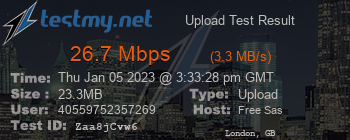 Speed Test Result