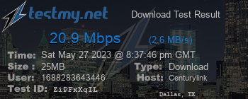 Speed Test Result