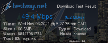 Speed Test Result