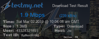 Speed Test Result