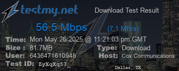 Speed Test Result