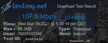 Speed Test Result