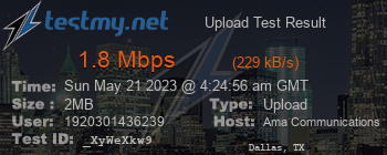 Speed Test Result