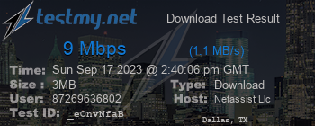 Speed Test Result