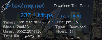 Speed Test Result