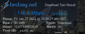 Speed Test Result