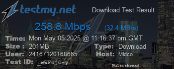 Speed Test Result