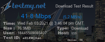 Speed Test Result