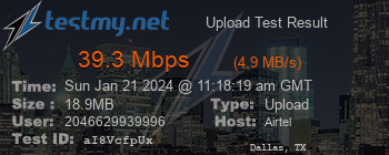 Speed Test Result