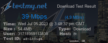 Speed Test Result