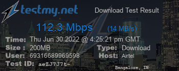 Speed Test Result