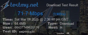 Speed Test Result