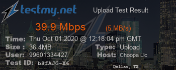 Speed Test Result