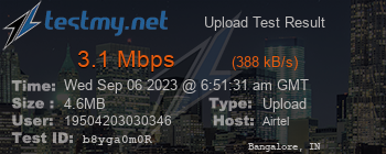 Speed Test Result