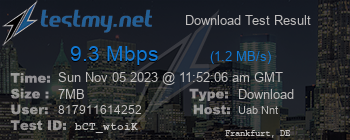 Speed Test Result