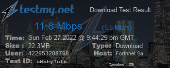 Speed Test Result