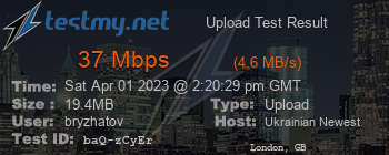 Speed Test Result